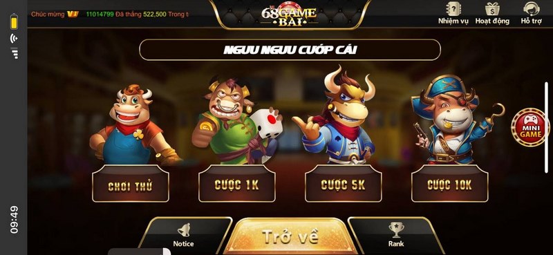 Khám phá trò chơi “Ngưu ngưu cướp cái 68 game bài” – Sự kết hợp độc đáo giữa trong làng game bài đổi thưởng